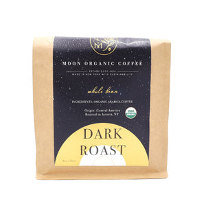 Moon Organic Coffee dark roast coffee beans front
